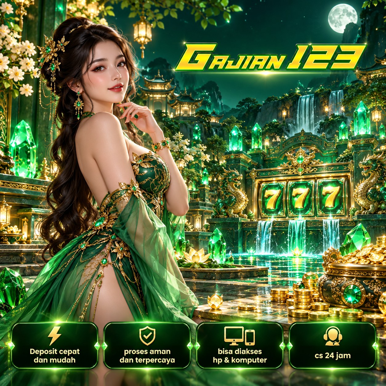 Banner GAJIAN123: event bertema scatter hitam dan naga emas